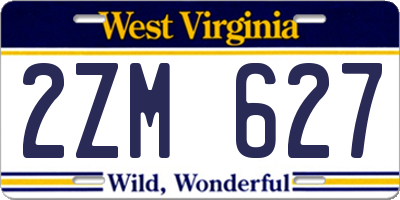 WV license plate 2ZM627