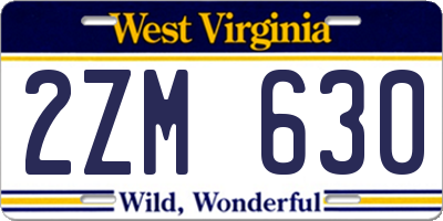 WV license plate 2ZM630
