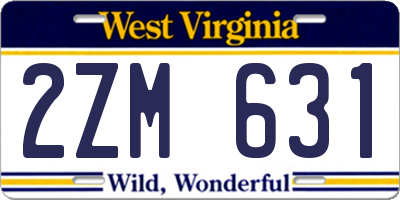 WV license plate 2ZM631