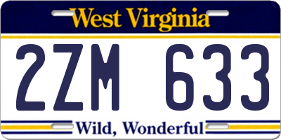 WV license plate 2ZM633