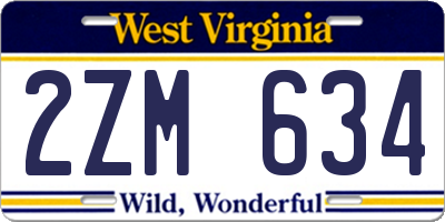 WV license plate 2ZM634