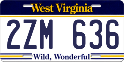 WV license plate 2ZM636