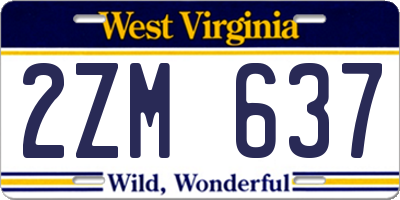 WV license plate 2ZM637