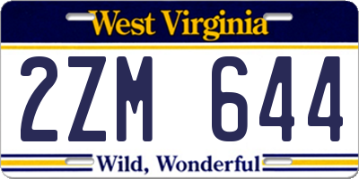WV license plate 2ZM644
