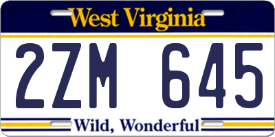 WV license plate 2ZM645