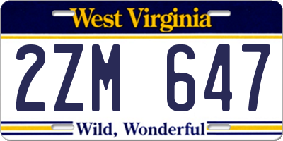 WV license plate 2ZM647