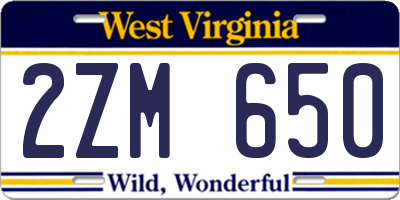 WV license plate 2ZM650