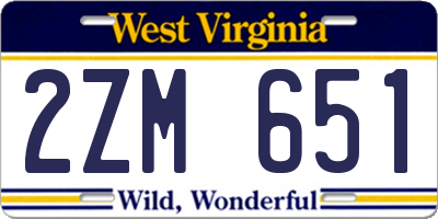 WV license plate 2ZM651