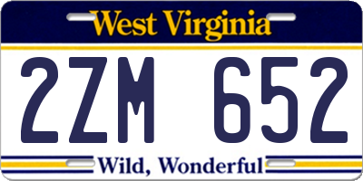 WV license plate 2ZM652