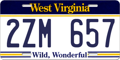 WV license plate 2ZM657