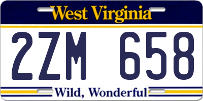 WV license plate 2ZM658