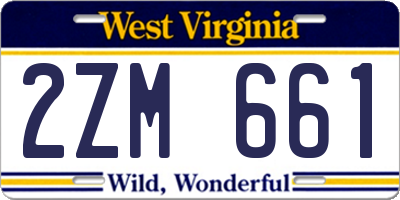 WV license plate 2ZM661