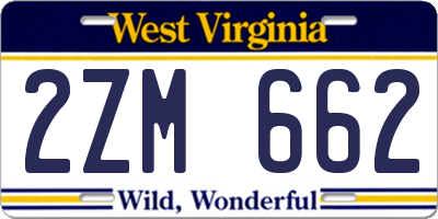 WV license plate 2ZM662