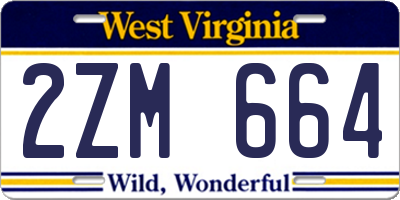 WV license plate 2ZM664