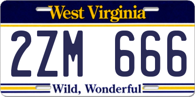WV license plate 2ZM666