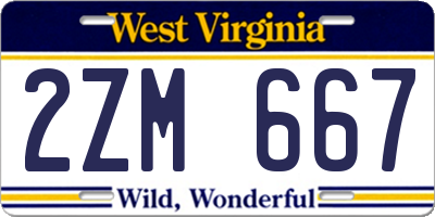 WV license plate 2ZM667