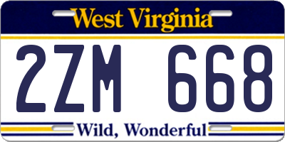 WV license plate 2ZM668