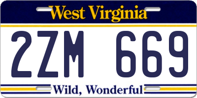 WV license plate 2ZM669
