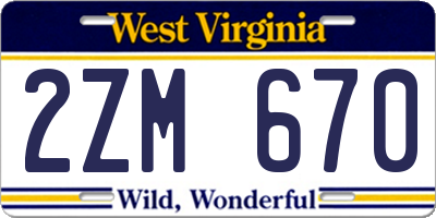 WV license plate 2ZM670