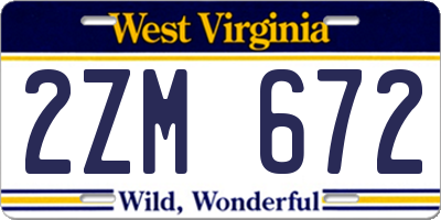 WV license plate 2ZM672