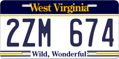 WV license plate 2ZM674