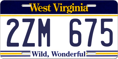 WV license plate 2ZM675