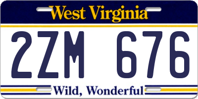 WV license plate 2ZM676