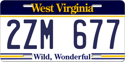 WV license plate 2ZM677
