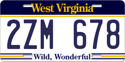 WV license plate 2ZM678
