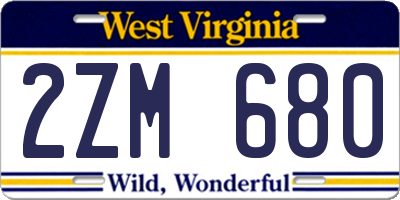 WV license plate 2ZM680