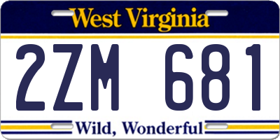 WV license plate 2ZM681