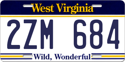 WV license plate 2ZM684