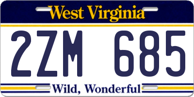 WV license plate 2ZM685