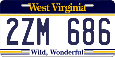 WV license plate 2ZM686