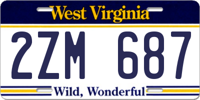 WV license plate 2ZM687