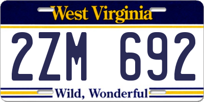 WV license plate 2ZM692