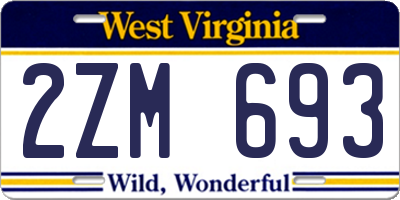 WV license plate 2ZM693