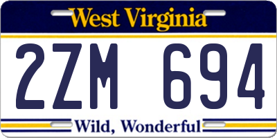WV license plate 2ZM694