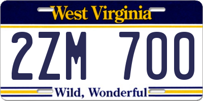 WV license plate 2ZM700