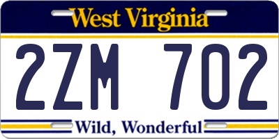 WV license plate 2ZM702