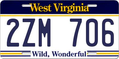 WV license plate 2ZM706