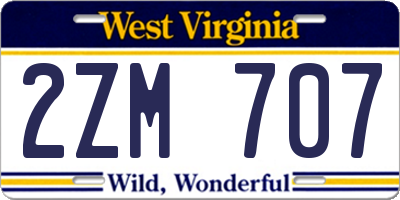 WV license plate 2ZM707