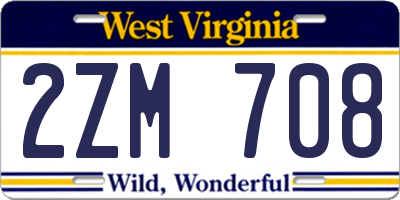 WV license plate 2ZM708