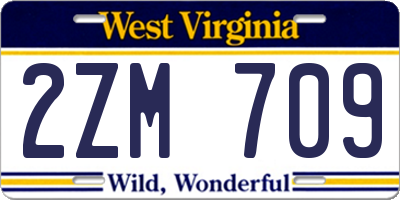 WV license plate 2ZM709