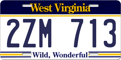 WV license plate 2ZM713