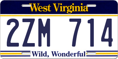 WV license plate 2ZM714