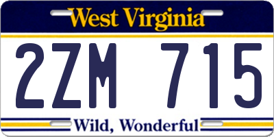WV license plate 2ZM715