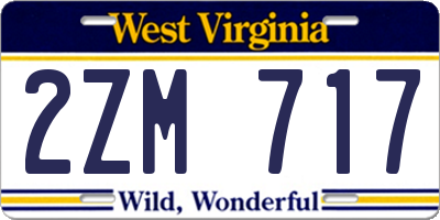 WV license plate 2ZM717