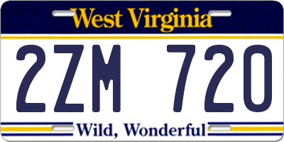 WV license plate 2ZM720