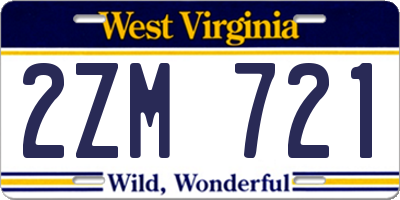 WV license plate 2ZM721